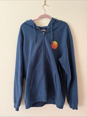 Rip Curl Navy Blue Zip-Up Hoodie with Orange Logo